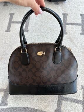 Coach Brown and Black Dome Satchel with Gold Hardware